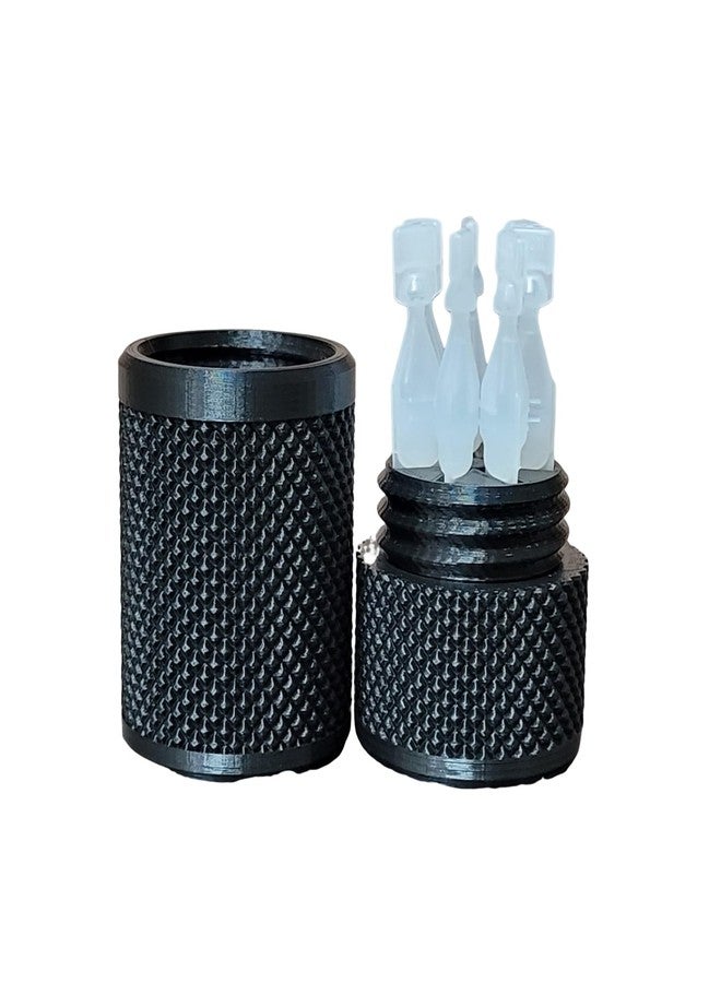 Znet3D Eye Drop Vials Holder & Storage Case - Securely Store Seven (7) Single-Use Vials - Screw-On Lid, Knurled Pattern - Keep Vials Safe & Organized to Keep Track of Your Daily Usage (Black) - Image 1